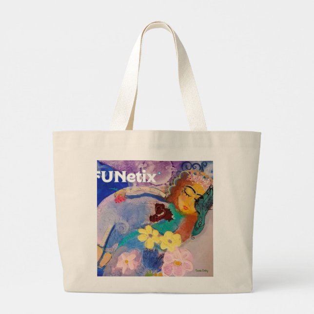 Large Custom Cotton Tote Bag with Logo No Minimum (Back)