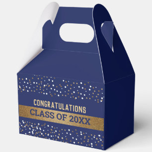Large Custom Gold Royal blue Graduate Class Year Favour Box