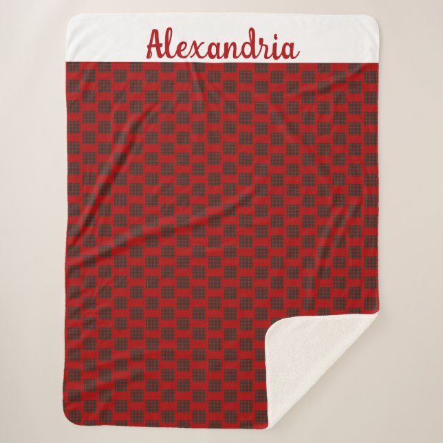 Large Custom Name Christmas Holiday Buffalo  Sherpa Blanket (Front)