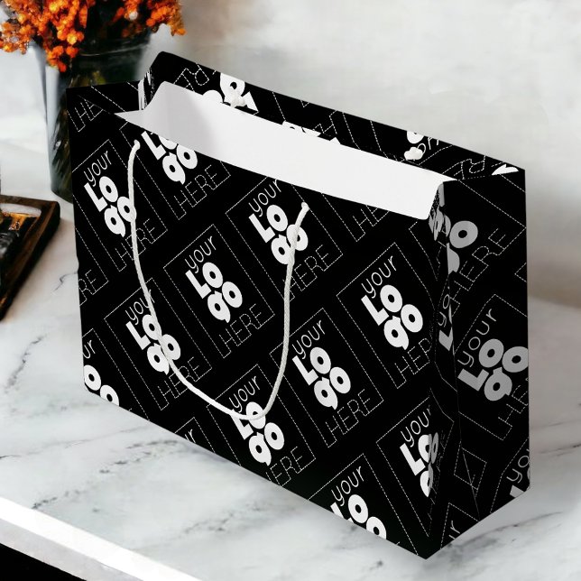 Large Custom Paper Company Logo Black Shopping Bag (Creator Uploaded)