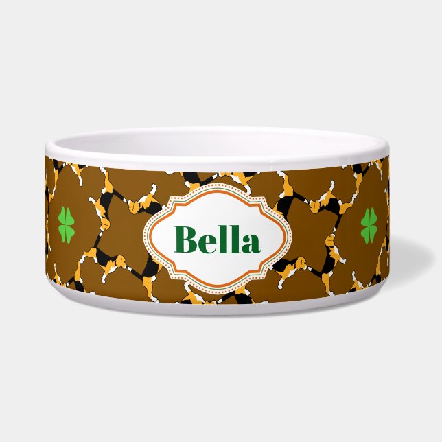 Large Custom Pet Bowl – Beagle Dog Edition (Front)