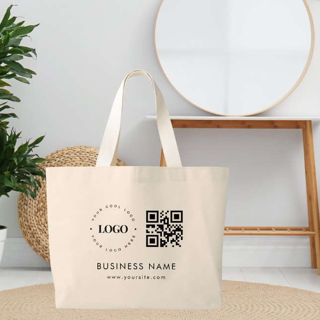 Large Custom Tote Bag with Logo Qr Code & Text (Creator Uploaded)