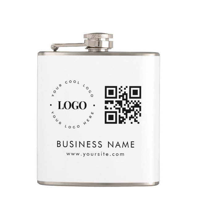 Large Custom Tote Bag with Logo Qr Code & Text Hip Flask (Front)
