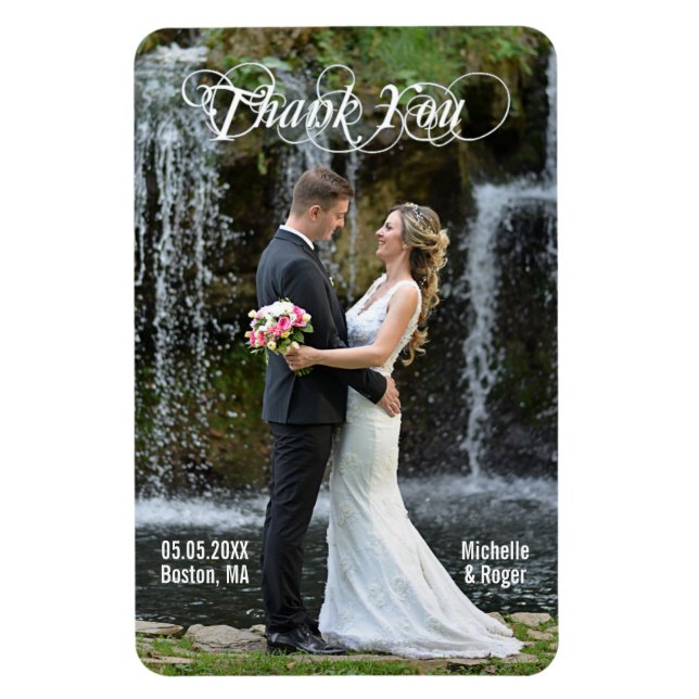 Large Custom Wedding Thank You Photo Flexi Magnet (Vertical)