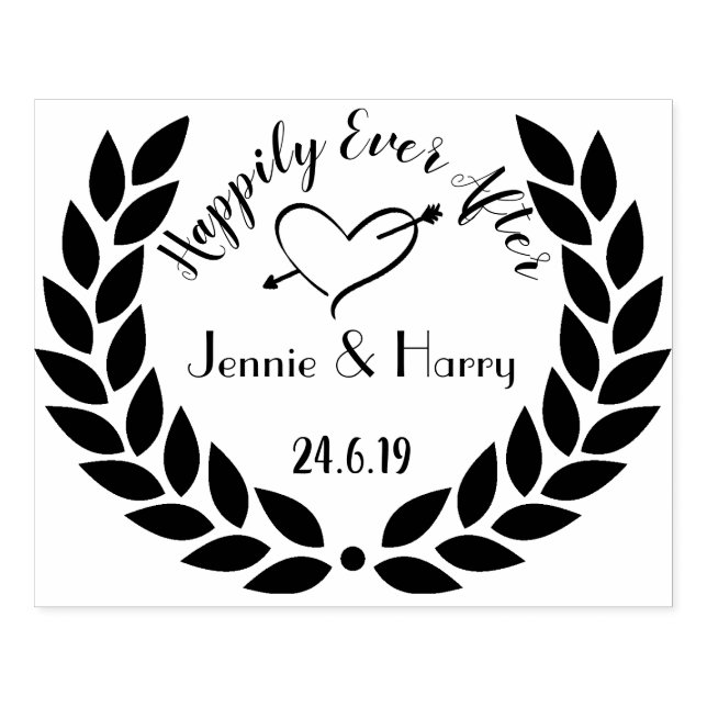 Large Custom Wreath Wedding Rubber Stamp (Imprint)