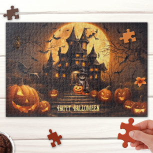 Large Cute Happy Halloween Haunted House Puzzle
