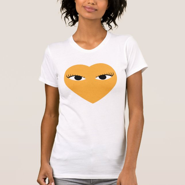 Large Cute Heart with Eyes on White T Shirt (Front)