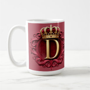 Large D Monogram on Red Velvet Coffee Mug