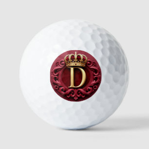 Large D Monogram on Red Velvet Golf Balls