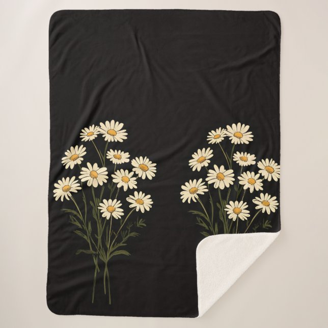 large Daisy Blanket – Cosy Floral Throw , Vintage (Front)