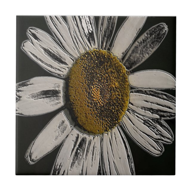 Large Daisy Ceramic Tile (Front)