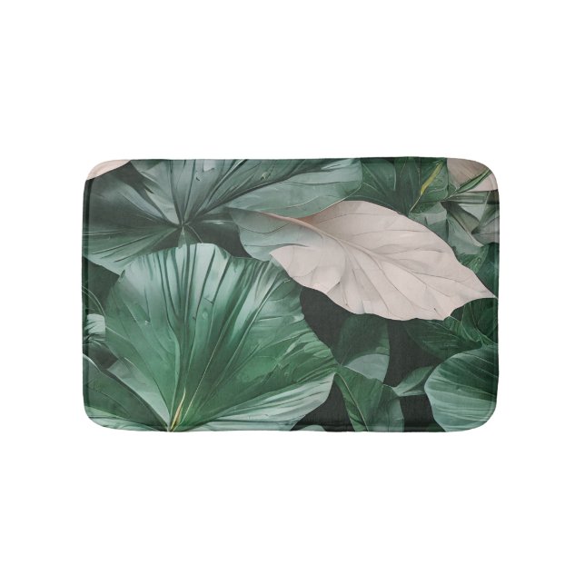 Large Dark Leafy Pattern Bath Mat (Front)