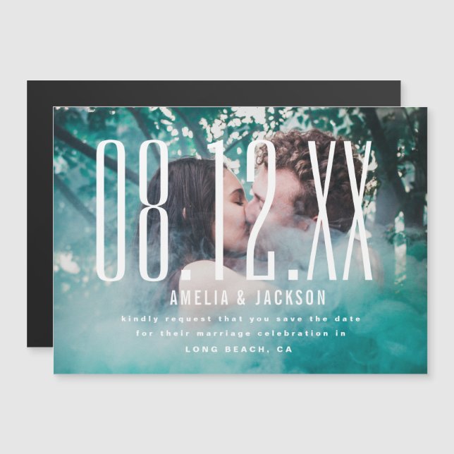Large Date, bold typography, Save the Date Magnetic Invitation (Front/Back)