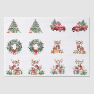 Large Decorative Christmas Illustrations Decoupage Tissue Paper