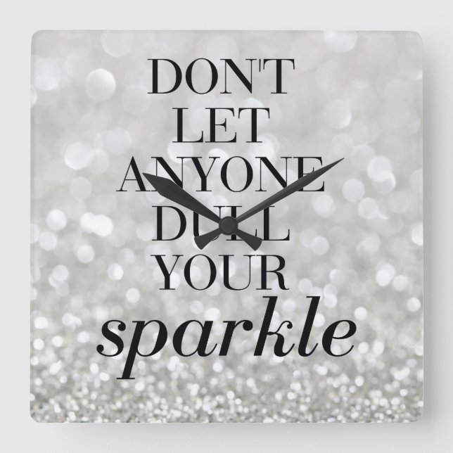 Large Decorative Wall Clock Sparkle Quote (Front)