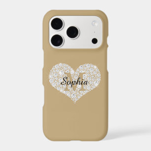 Large Diamond Heart, Gold Monogram, Script Name