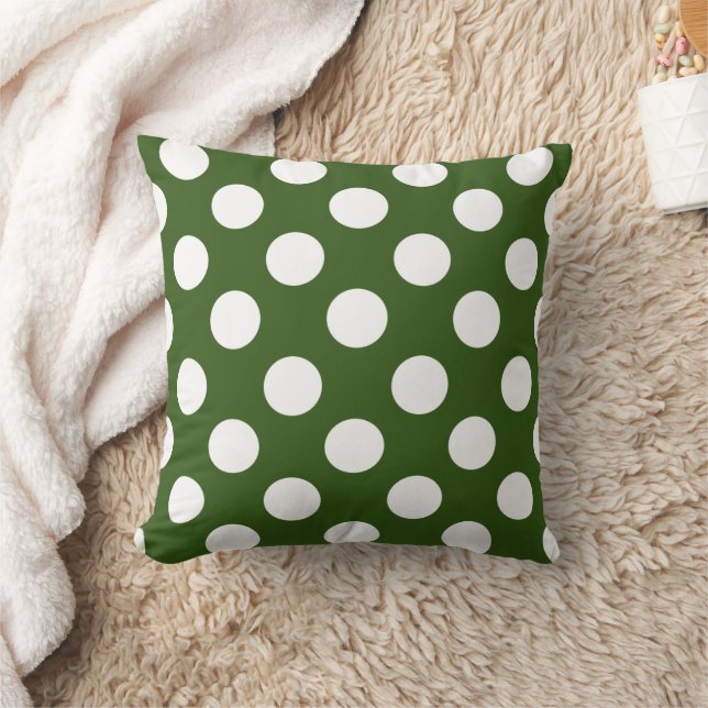 Large dots - dark green white | cushion (Blanket)