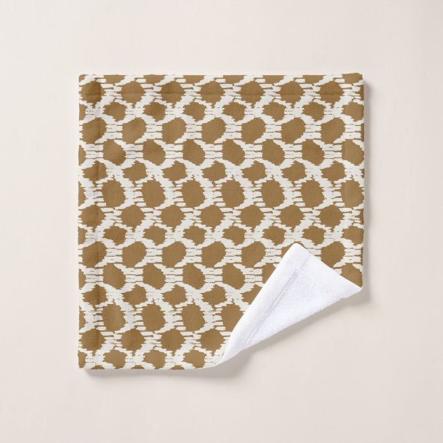 Large dots in contrast brown bath towel set (Wash Cloth)