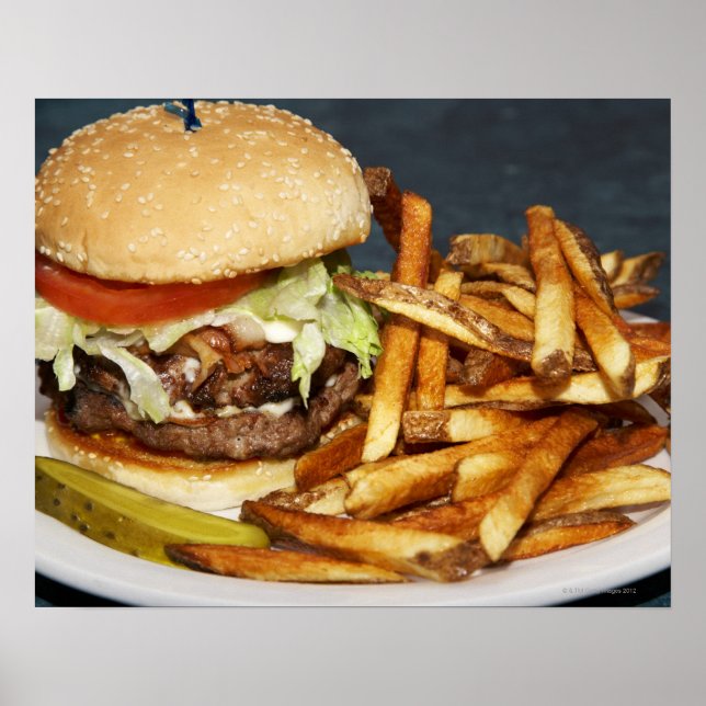 Large Double Half Pound Burger Fries and Cola Poster (Front)