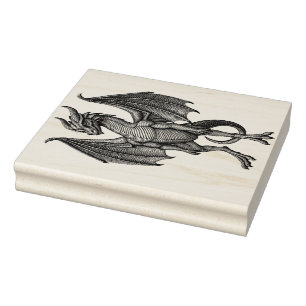 Large Dragon Wood Art Rubber Stamp