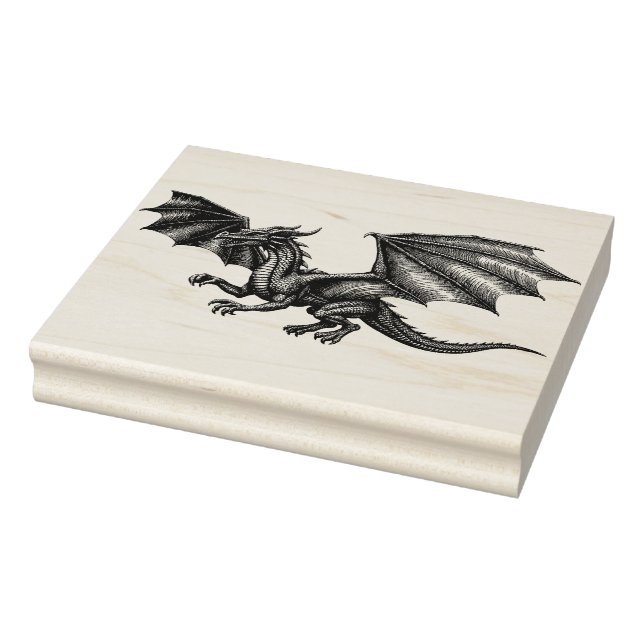 Large Dragon Wood Art Rubber Stamp (Stamp)