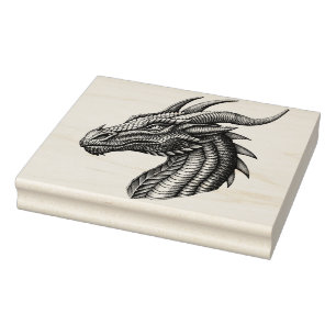Large Dragon Wood Art Rubber Stamp