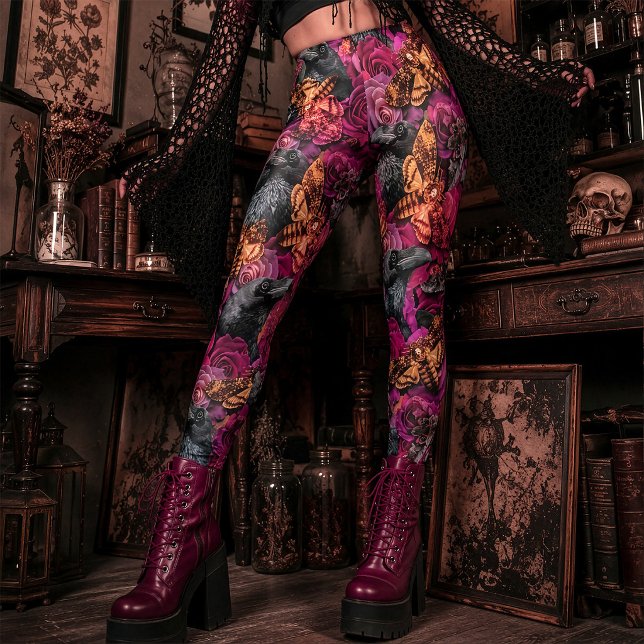 Large Dusky Death Head Moth Gothic Raven Leggings (Creator Uploaded)