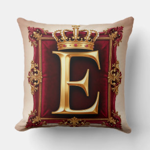 Large E Monogram on Red Velvet Cushion