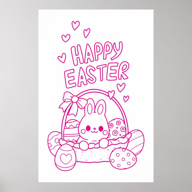 Large Easter Colouring Fun-Perfect for Kids & Adul Poster (Front)