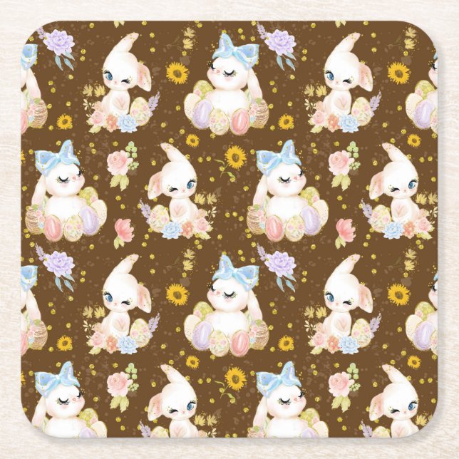 Large Easter Eggs Square Paper Coaster (Front)