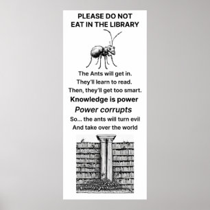 Large Eating In The Library Poster