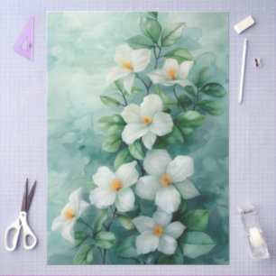 Large Elegant Watercolor Jasmine Decoupage Tissue Paper