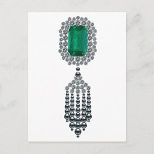 Large Emerald with black pearl tassel Postcard