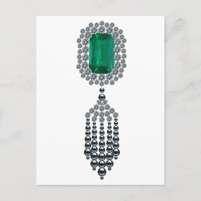 Large Emerald with black pearl tassel Postcard (Front)