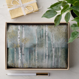 Large Endless Birch Tree Dreamscape Trees in Mist Tissue Paper