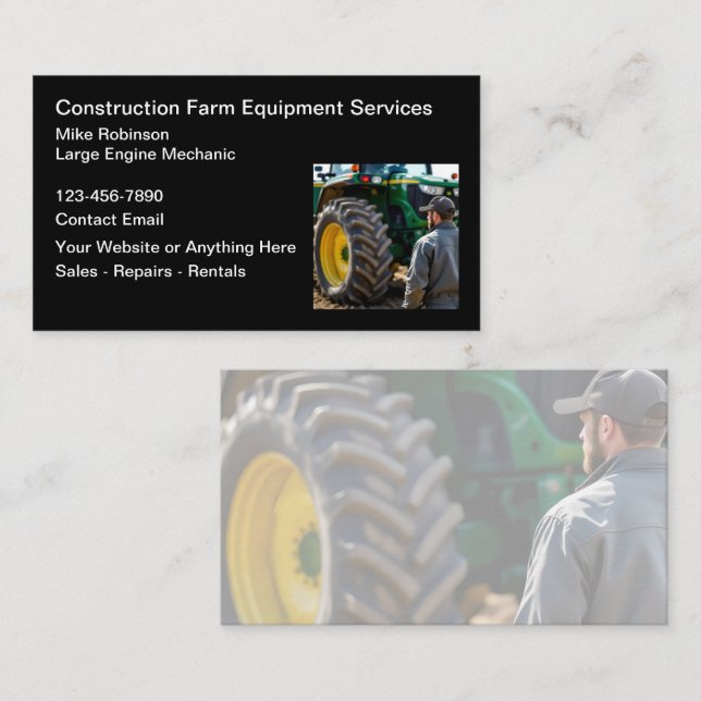 Large Equipment Construction Farm Business Cards (Front/Back)