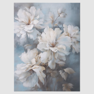 Large Ethereal White Floral Bouquet Decoupage Tissue Paper