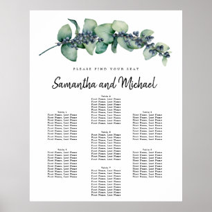 Large Eucalyptus Berry 7-Table Seating Chart