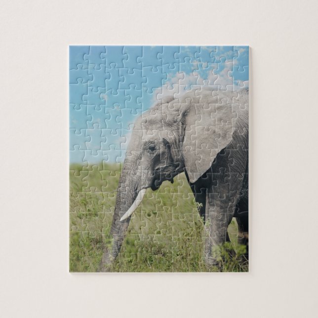 Large Exotic Grey Elephant Walking Jigsaw Puzzle (Vertical)