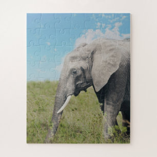 Large Exotic Grey Elephant Walking Jigsaw Puzzle