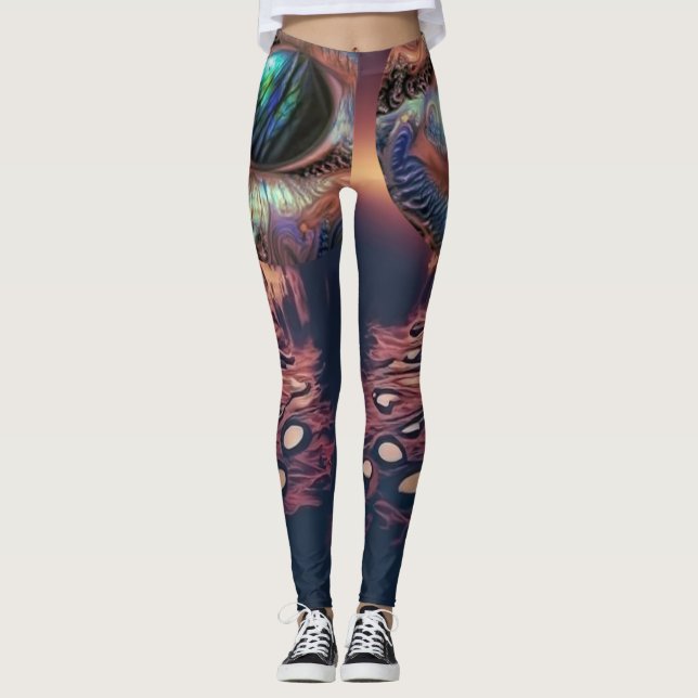 Large eye shedding tears reflected in a river leggings (Front)