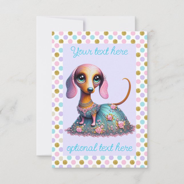 Large Eyes Whimsical Dachshund Party Invitation (Front)