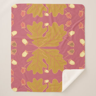 Large fall oak leaves and acorns sherpa blanket