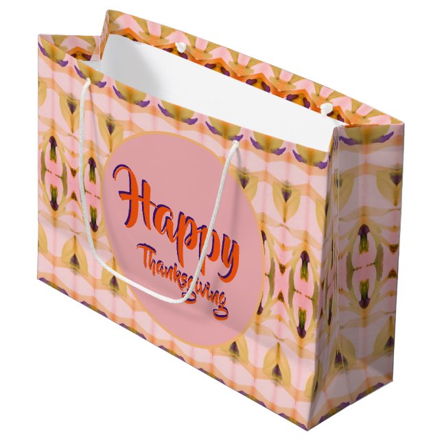 Large Fancy Thanksgiving Paper Gift Bag (Front Angled)