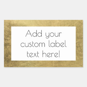 Large Faux Gold Leaf Custom Craft Favour Wedding Rectangular Sticker