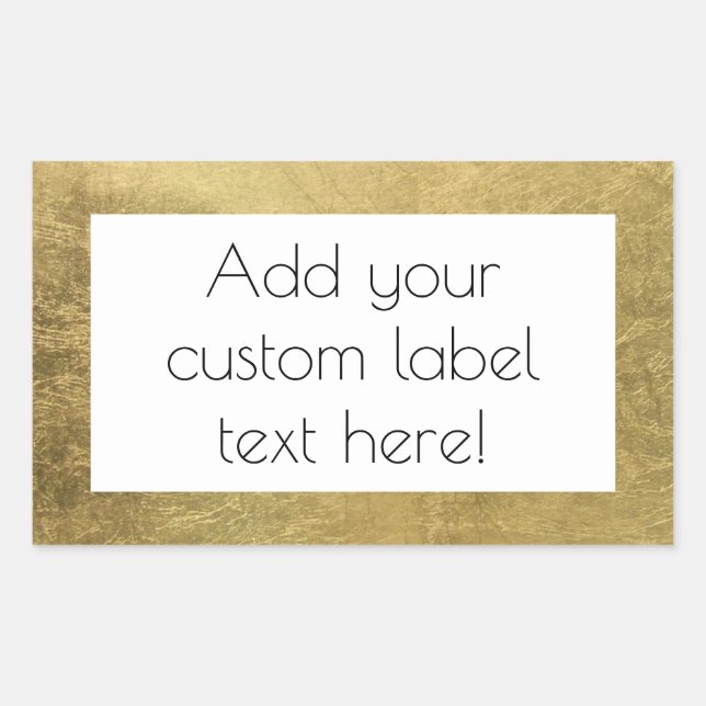 Large Faux Gold Leaf Custom Craft Favour Wedding Rectangular Sticker (Front)
