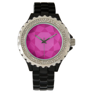 Large, faux pink tourmaline gem watch