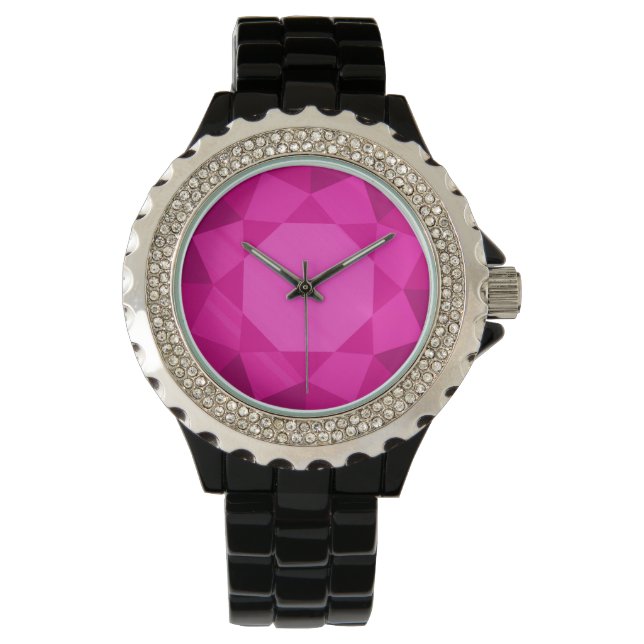Large, faux pink tourmaline gem watch (Front)