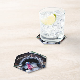 Large Festive Thanksgiving Turkey Paper Coaster