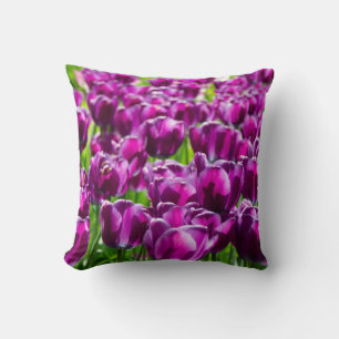 Large field of purple tulips  cushion